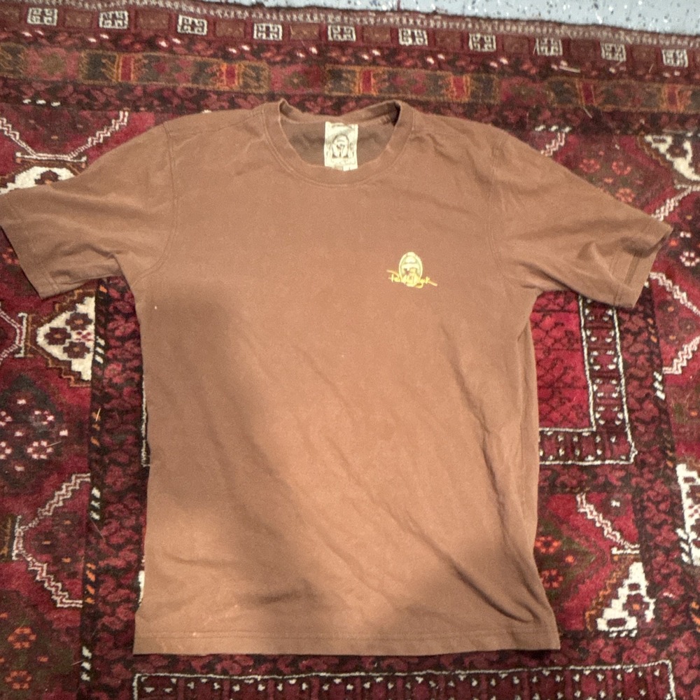 Paradise Found Men's Brown Graphic Logo T-Shirt Crew Neck Short Sleeve Size L